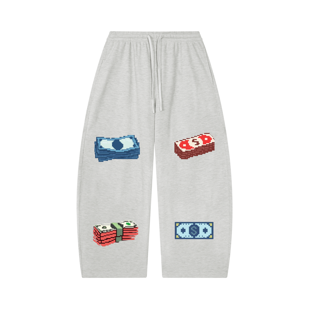 Unisex Waffle Barrel Leg Pants (Money walk)