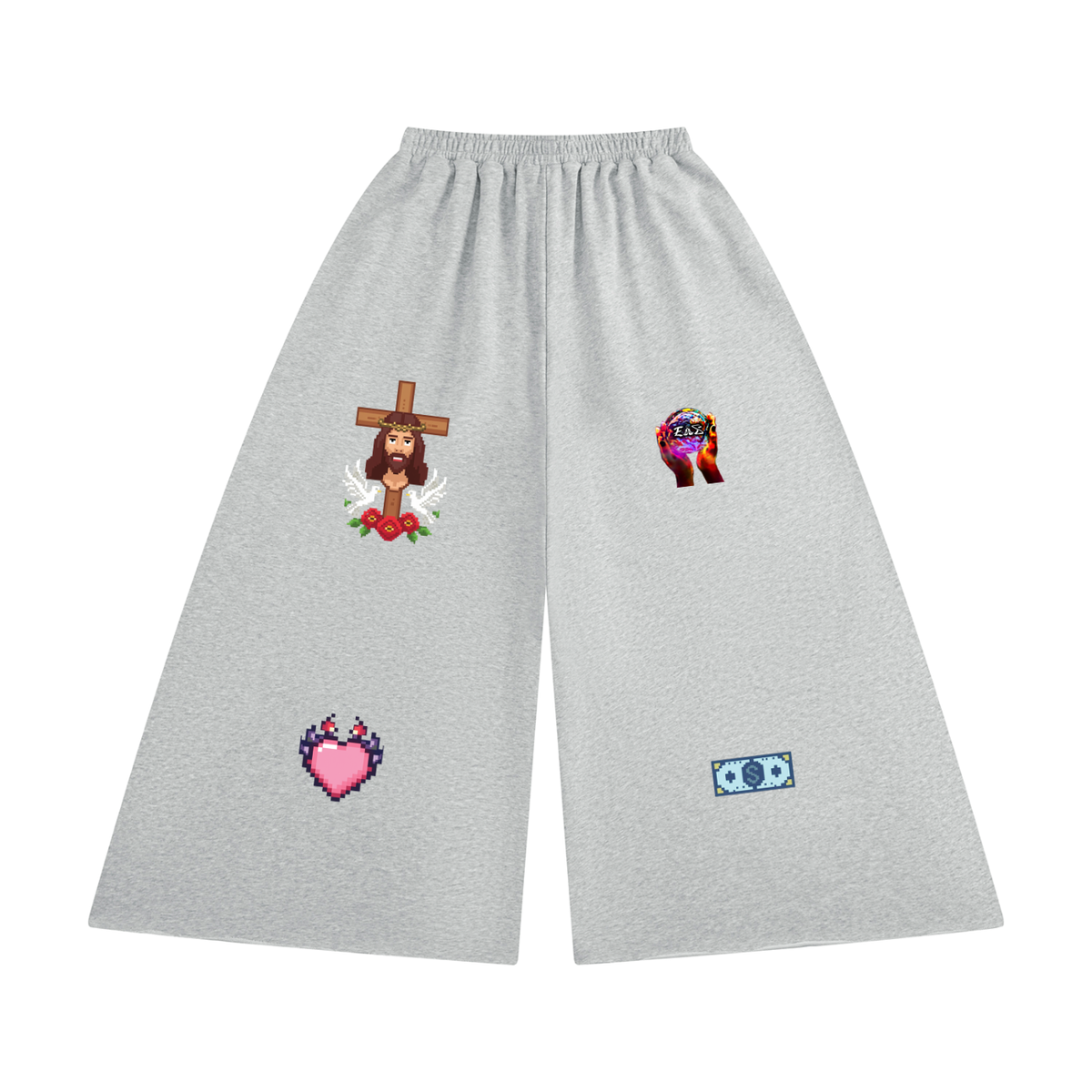 Women's Raw Edge Wide Leg Sweatpants (Eis heart of goddess)