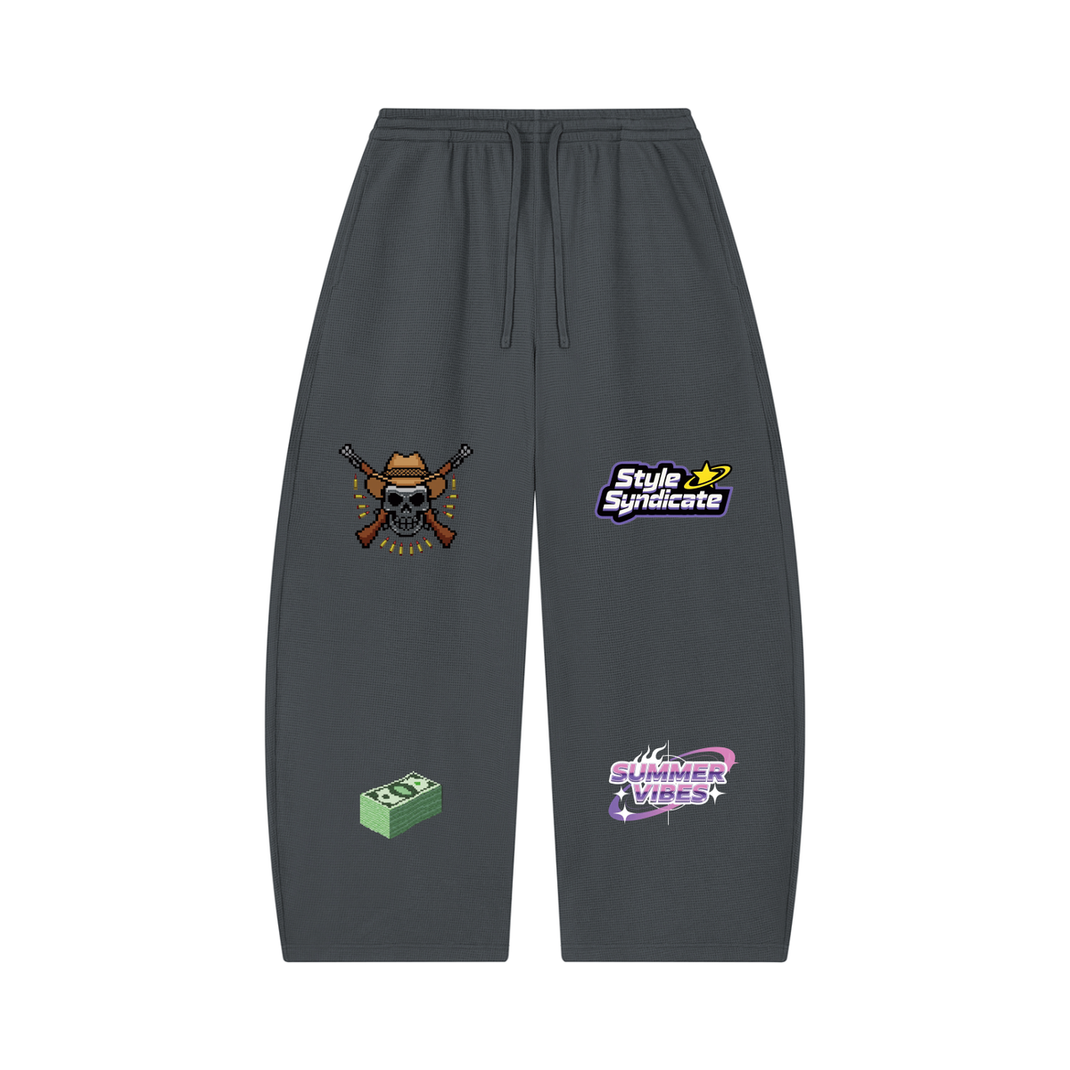 Unisex Waffle Barrel Leg Pants